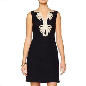 Lilly Pulitzer Janice Black Gold Trim Mini Dress | Size 2